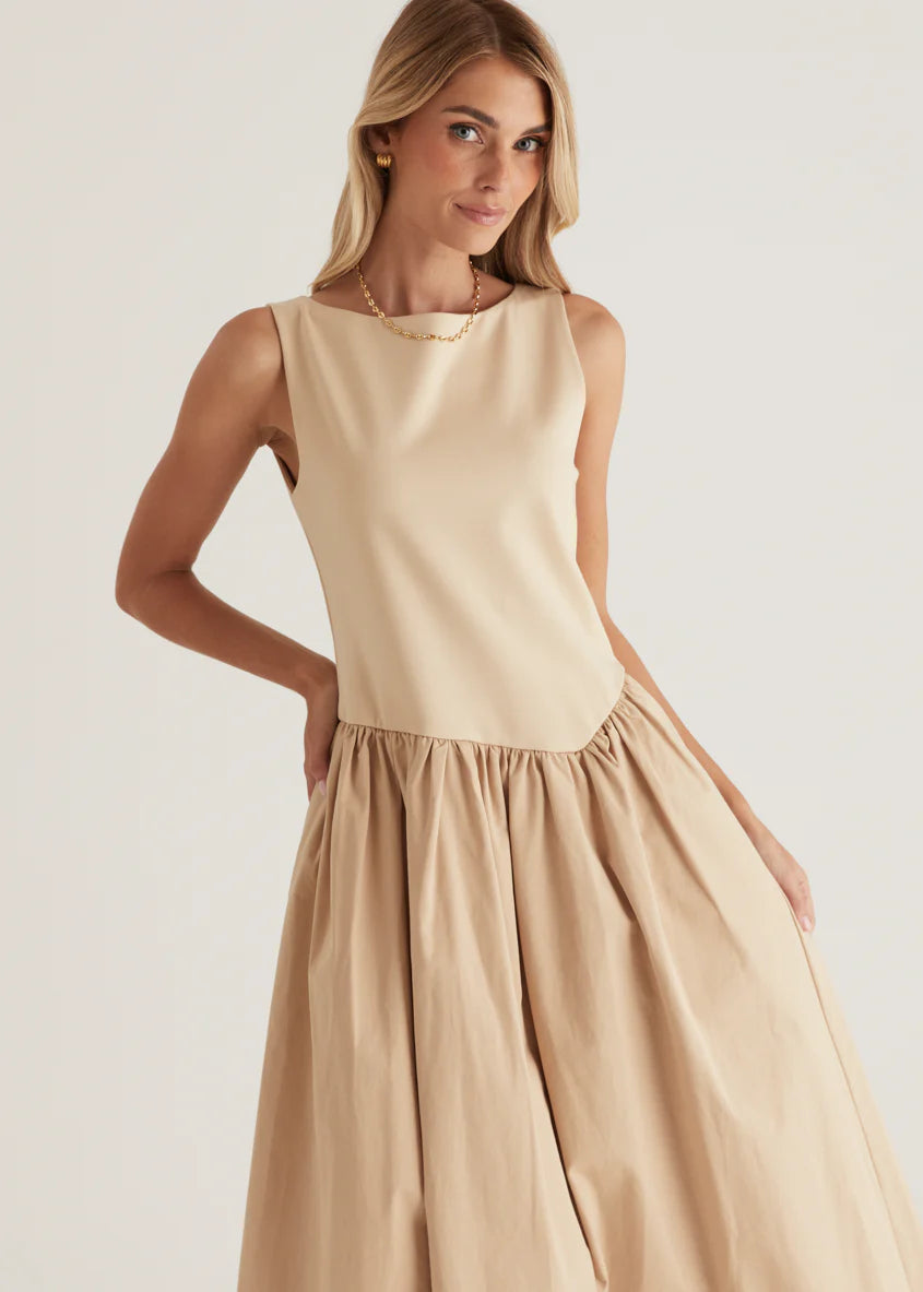 Annaleise Midi Dress - Beige