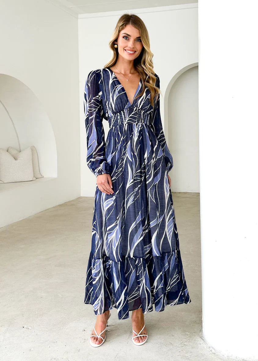 Skyline Maxi Dress - Navy Swirl