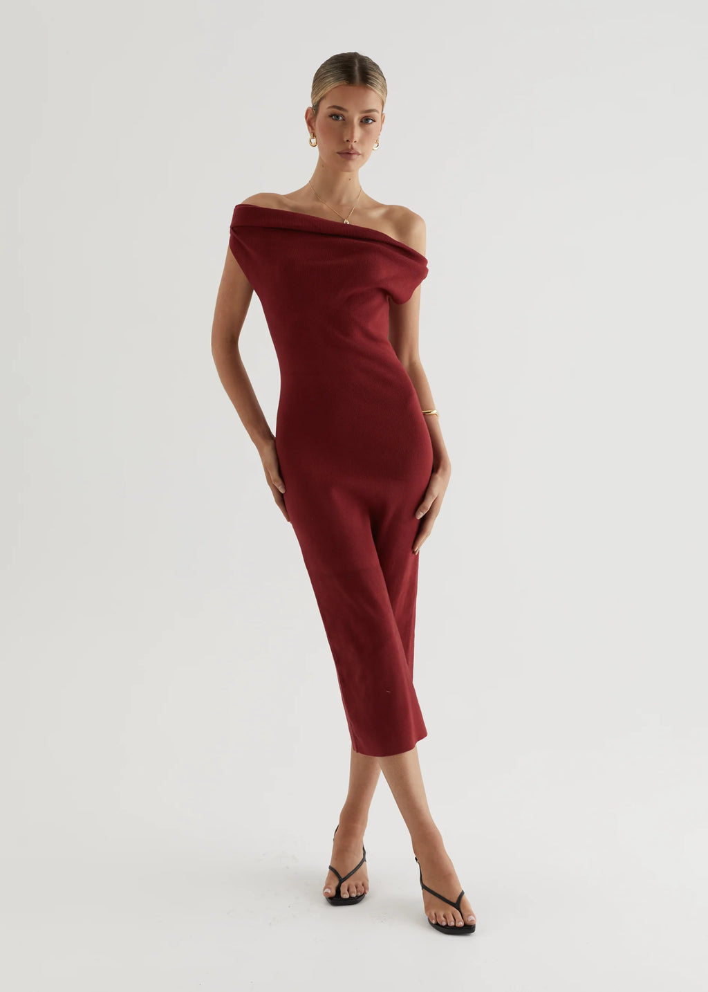 Serenade Knit Midi Dress - Wine