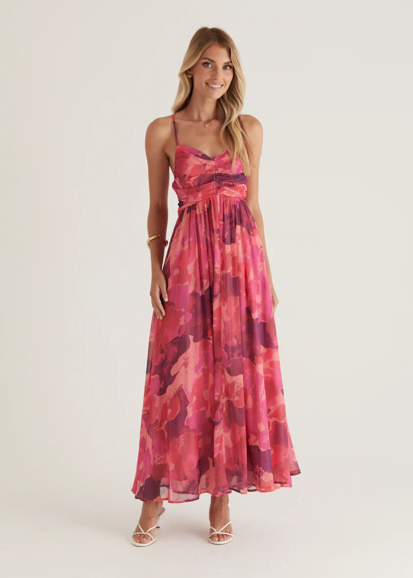 Tahitian Midi Dress - Magenta Rush