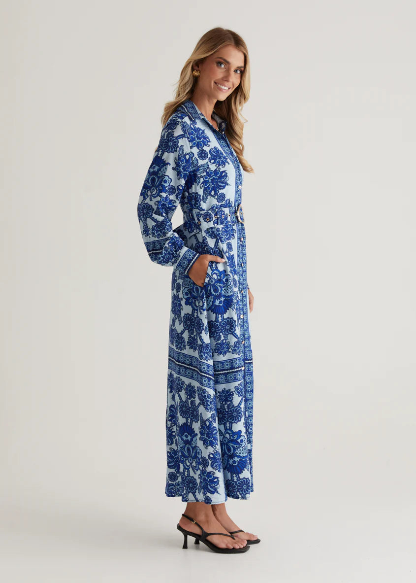 Eventide Maxi Dress - Blue Floral