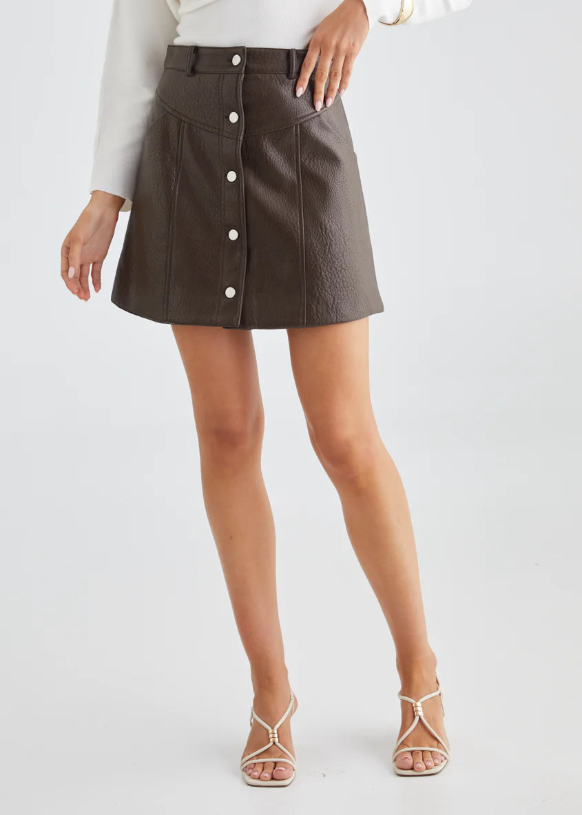 Bittersweet PU Skirt - Espresso