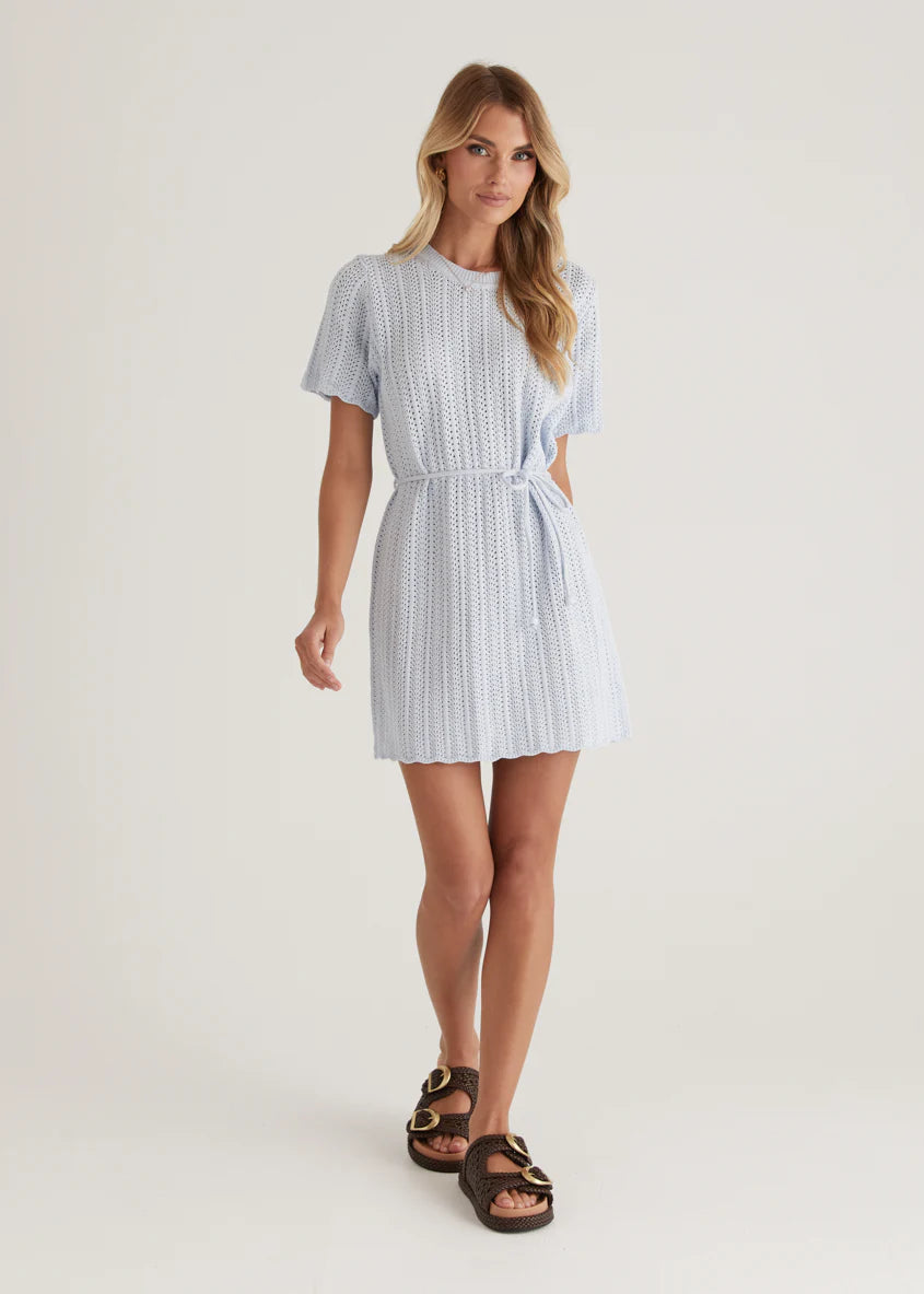 Indiana Crochet Dress - Baby Blue