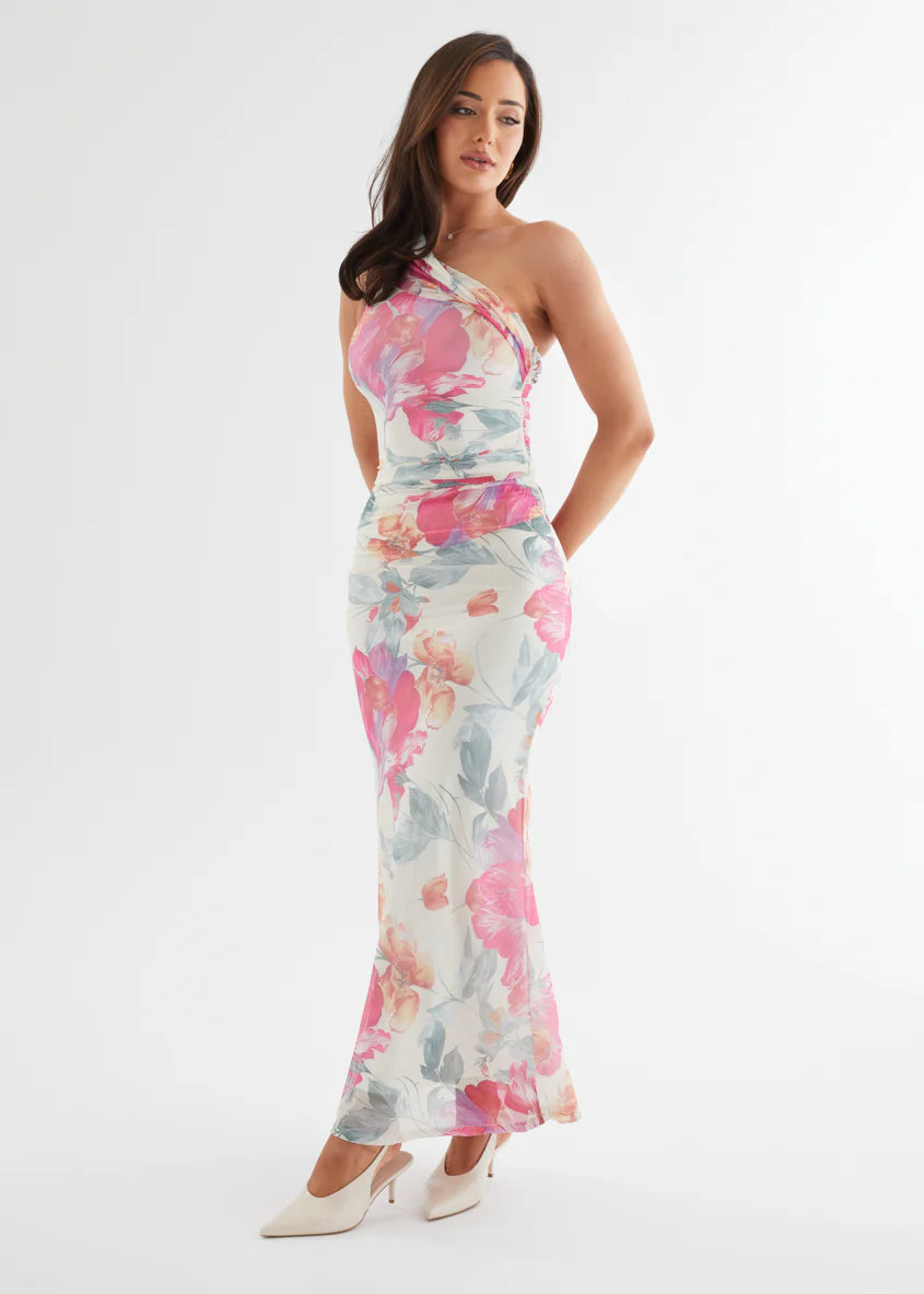 Allina Mesh Maxi Dress - Vanilla Floral