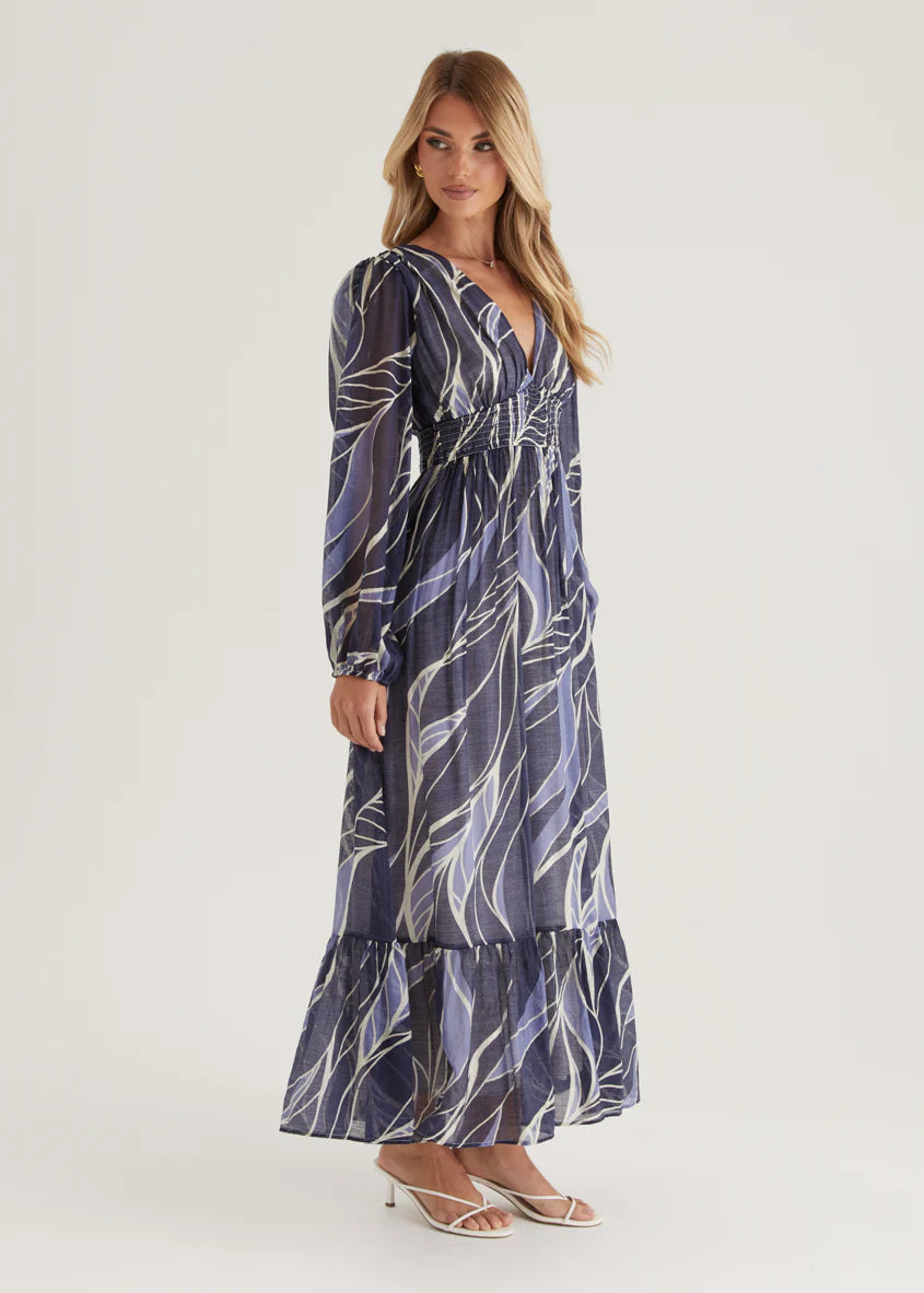 Skyline Maxi Dress - Navy Swirl