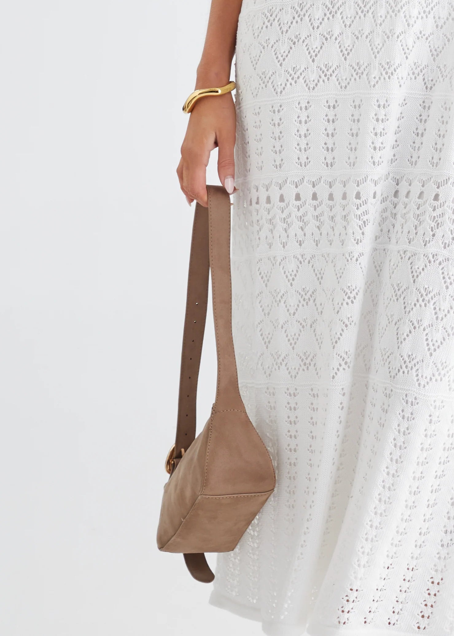 Hailey Shoulder Bag - Fawn Suede