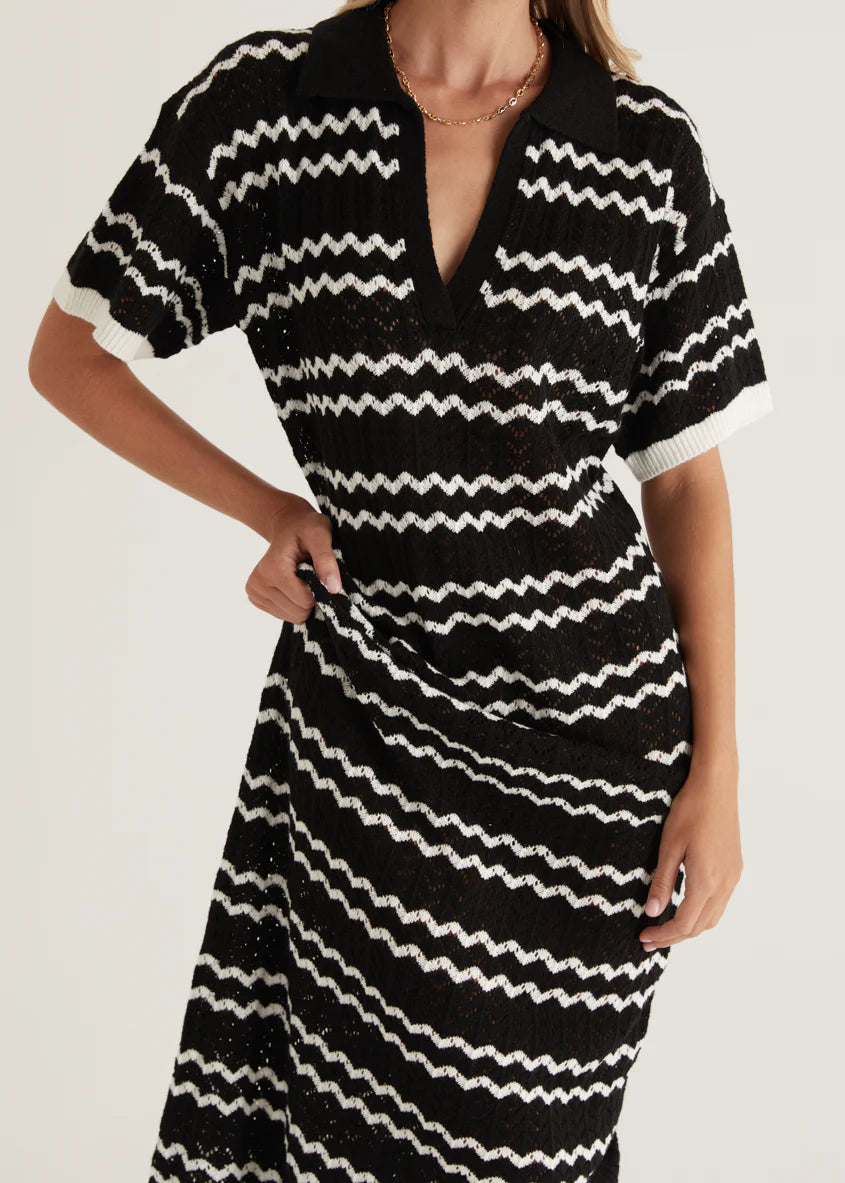 Zandrea Knit Maxi Dress - Black Stripe