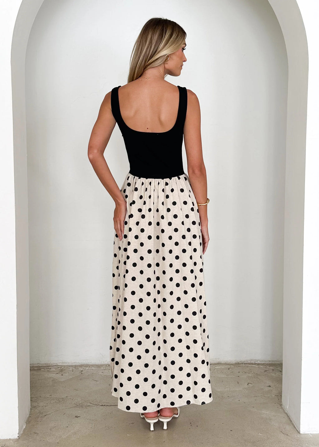 Natalie Maxi Dress - Black Polka