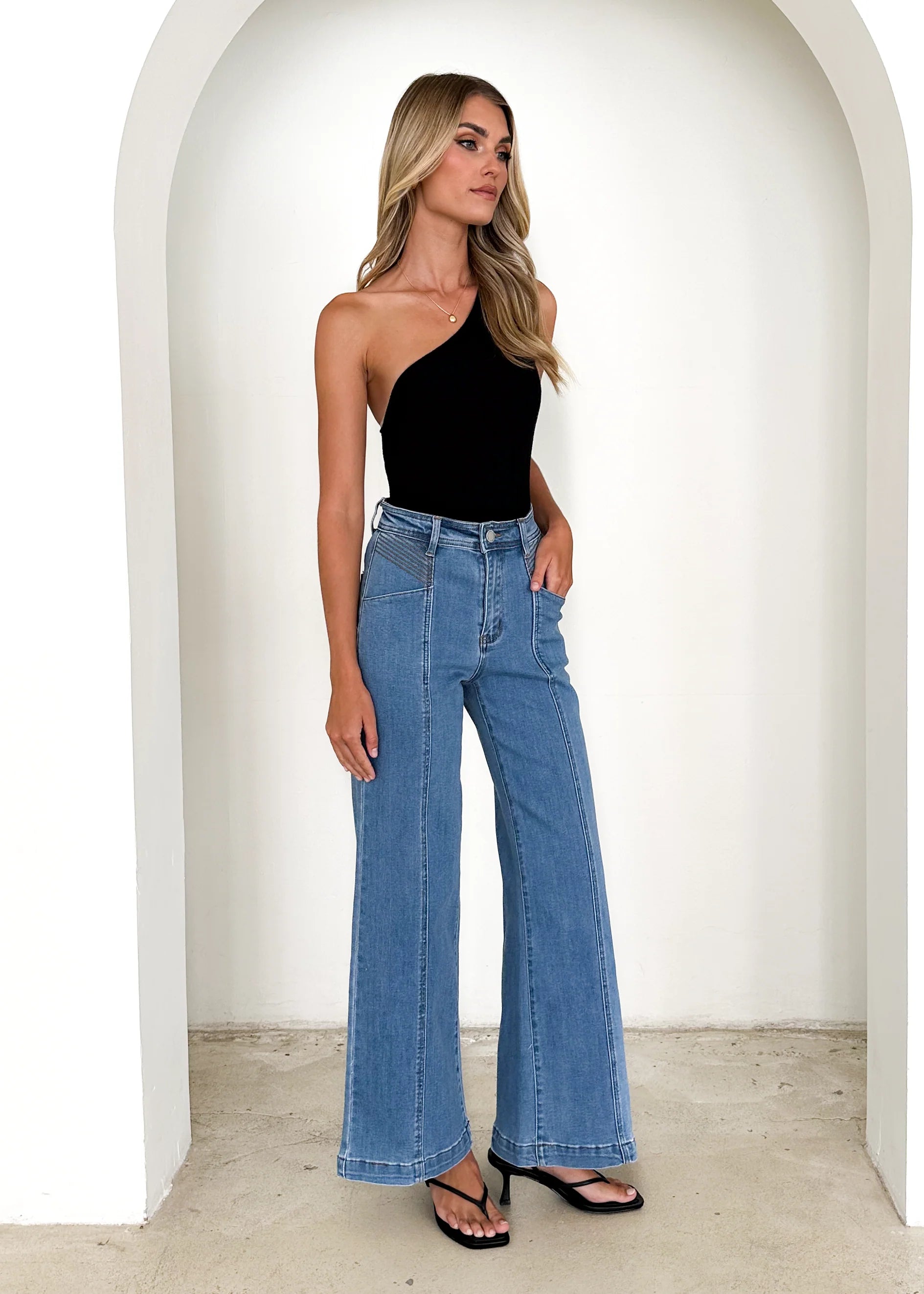 Jess Stretch Wide Leg Jeans - Light Blue