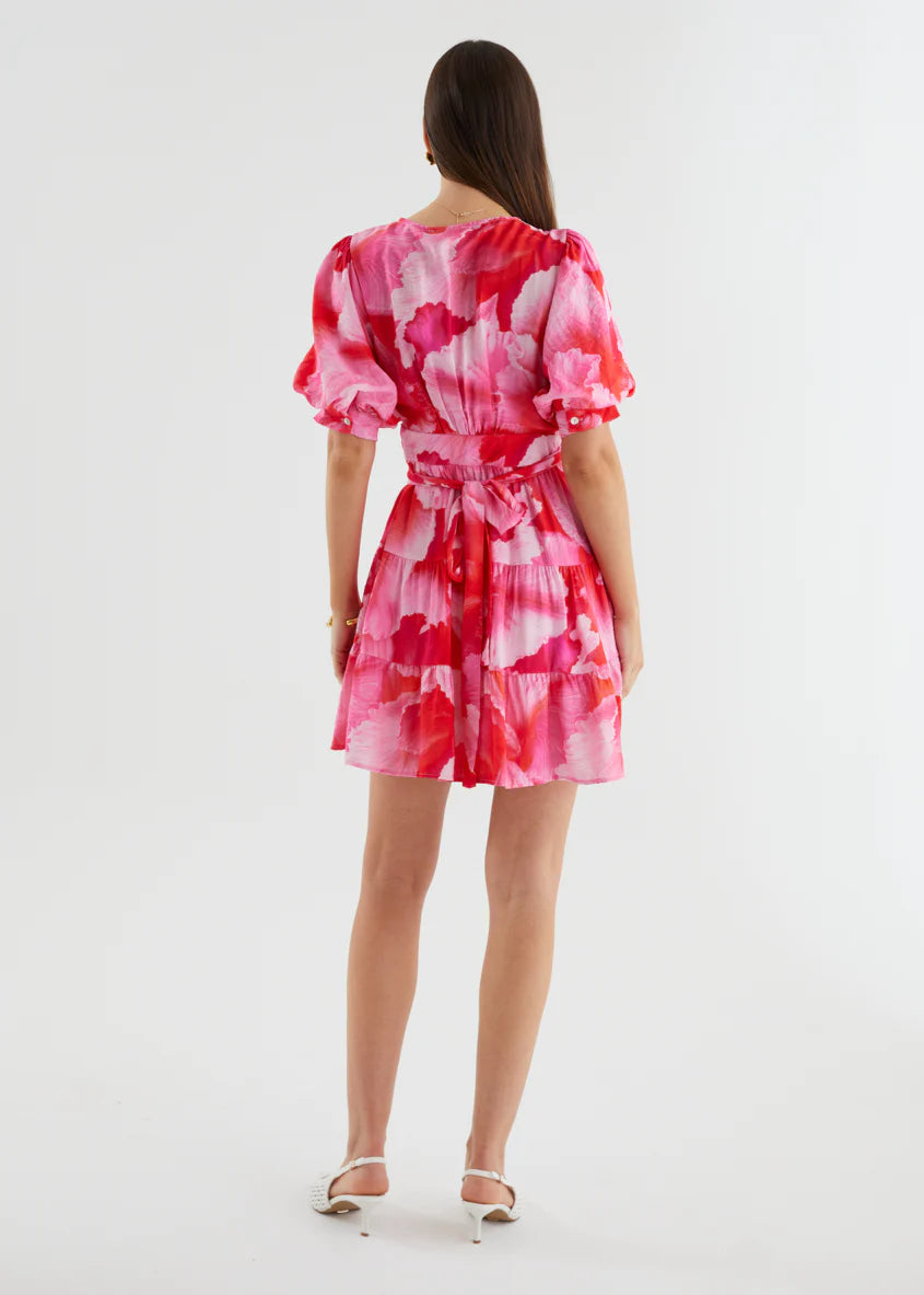 Emely Wrap Dress - Strawberry Abstract