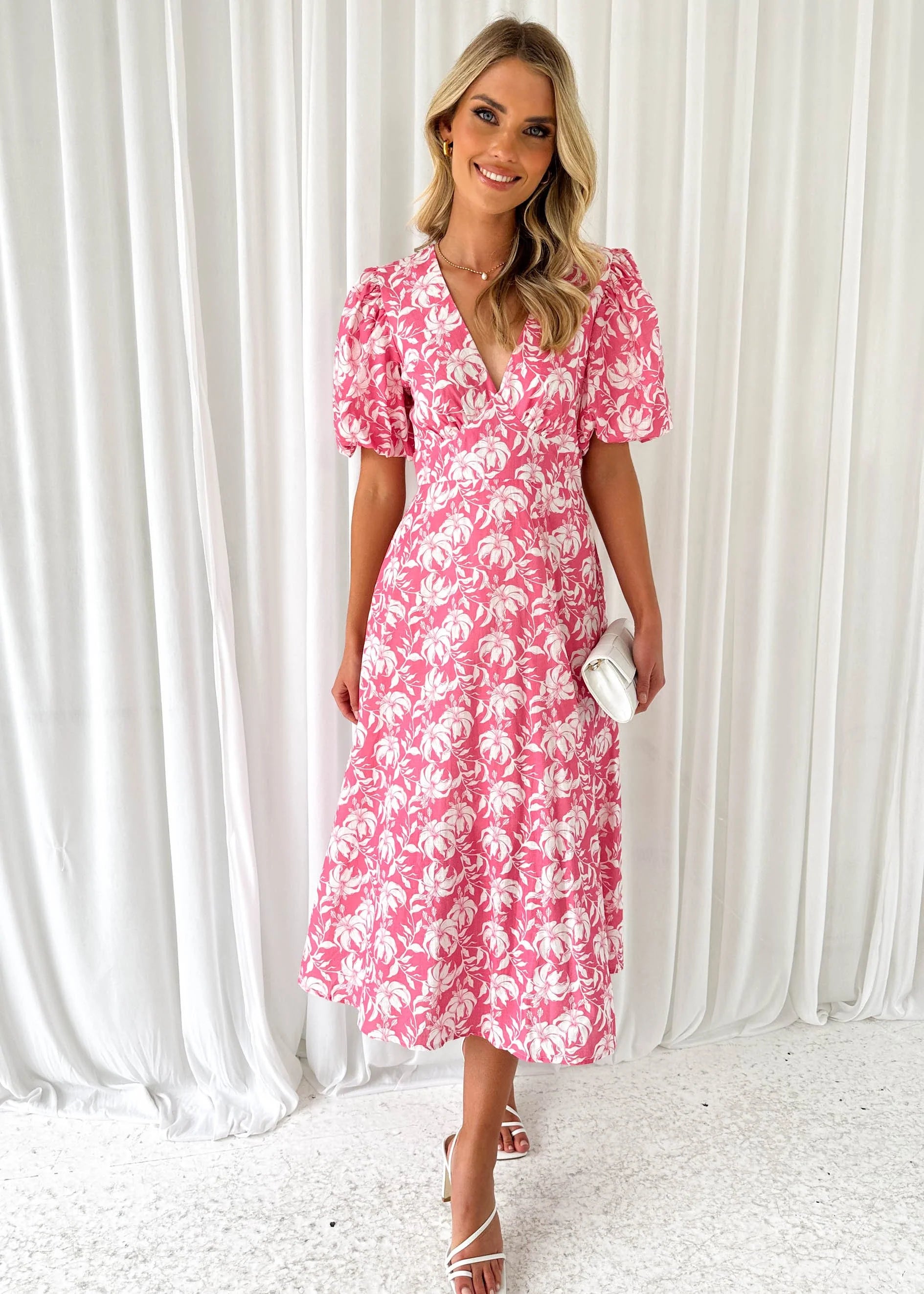 Paver Midi Dress - Pink Floral