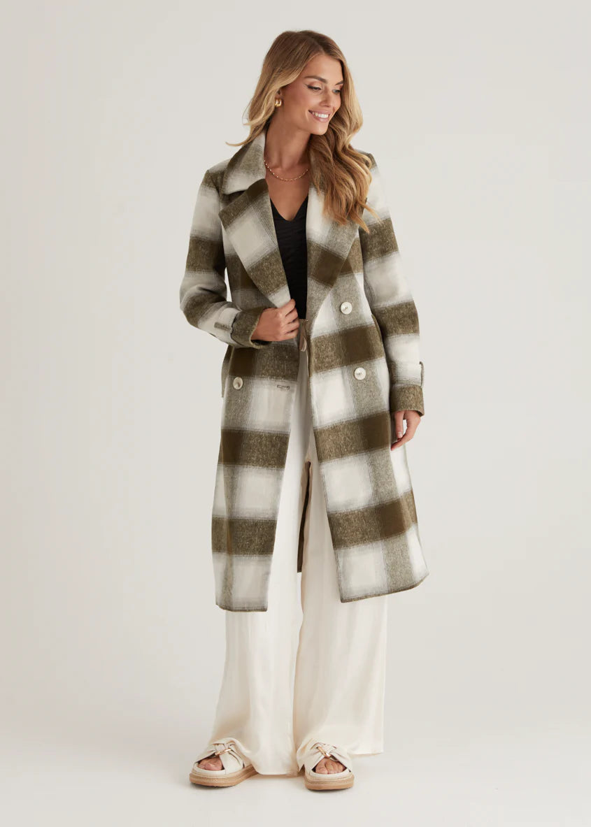 Laterro Coat - Olive Check