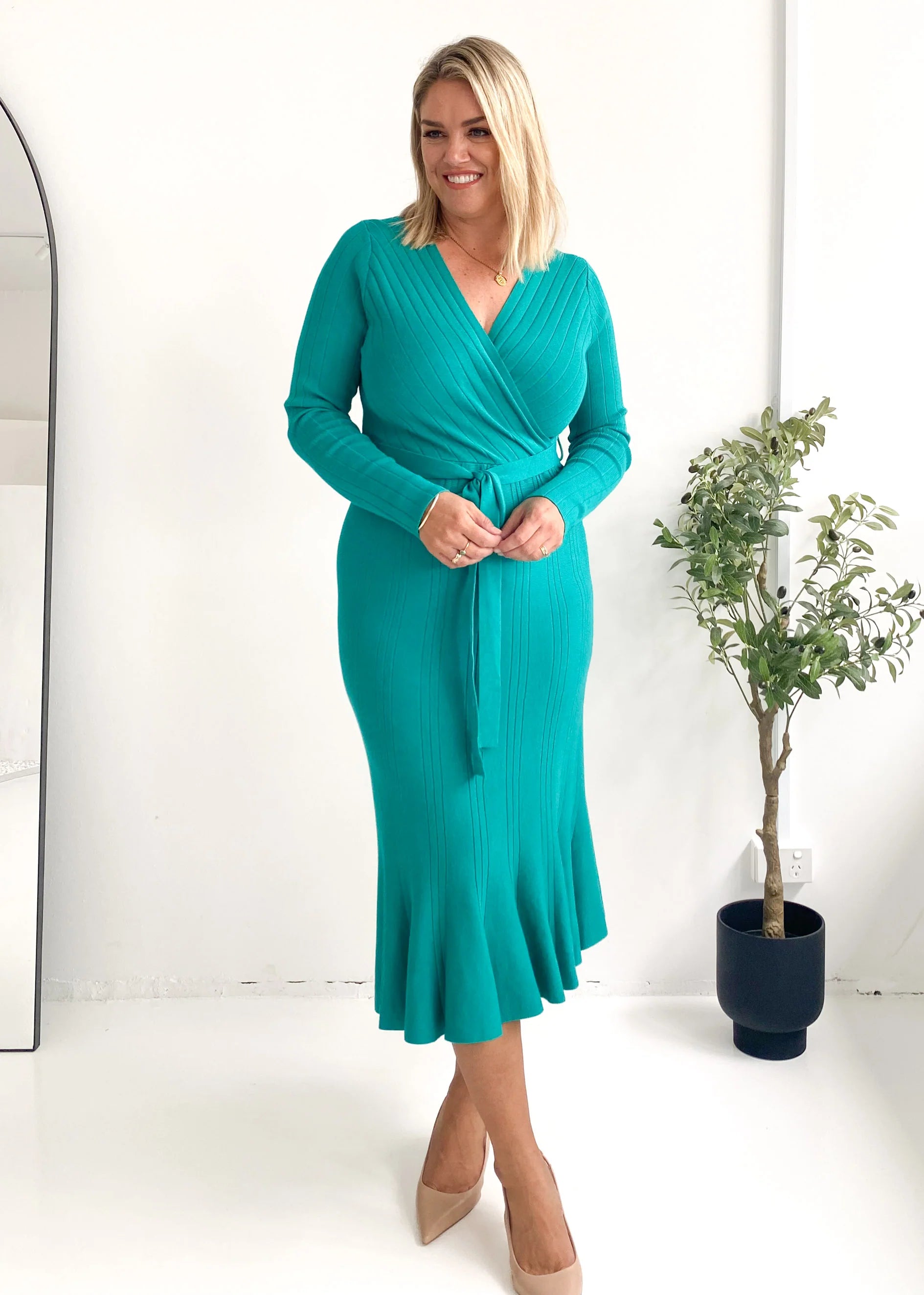 Torio Knit Midi Dress - Jade