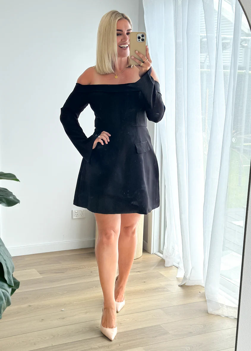 Santiago Off Shoulder Dress - Black