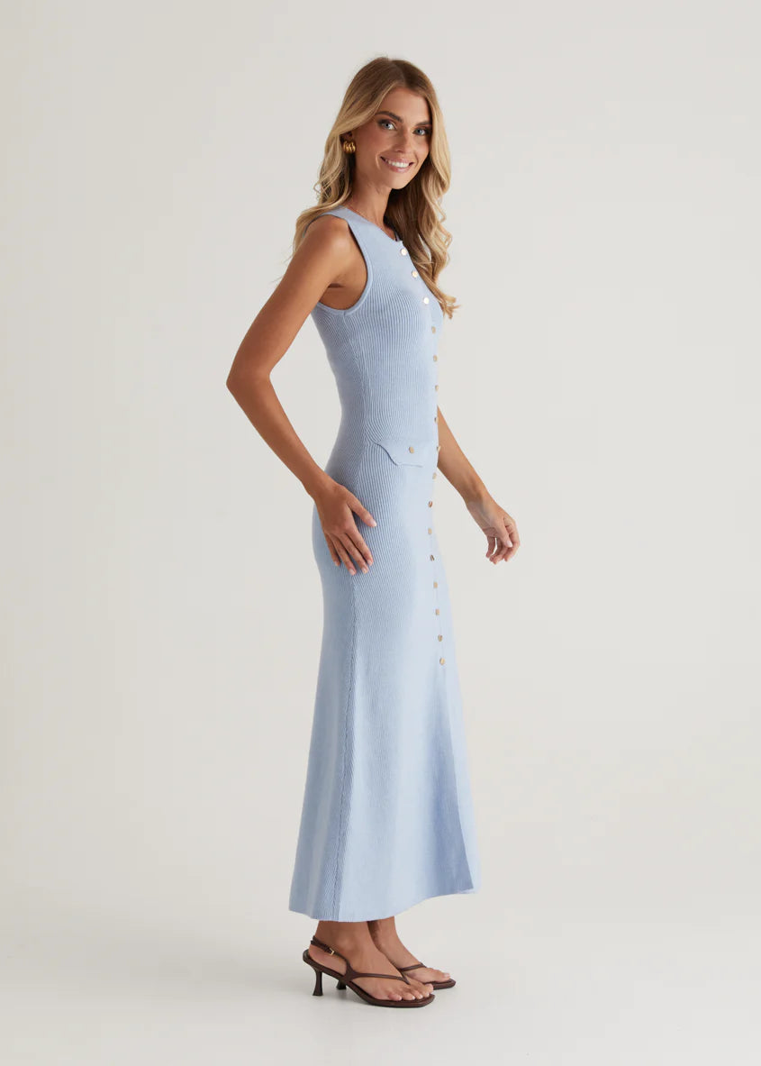 Tully Knit Midi Dress - Sky Blue