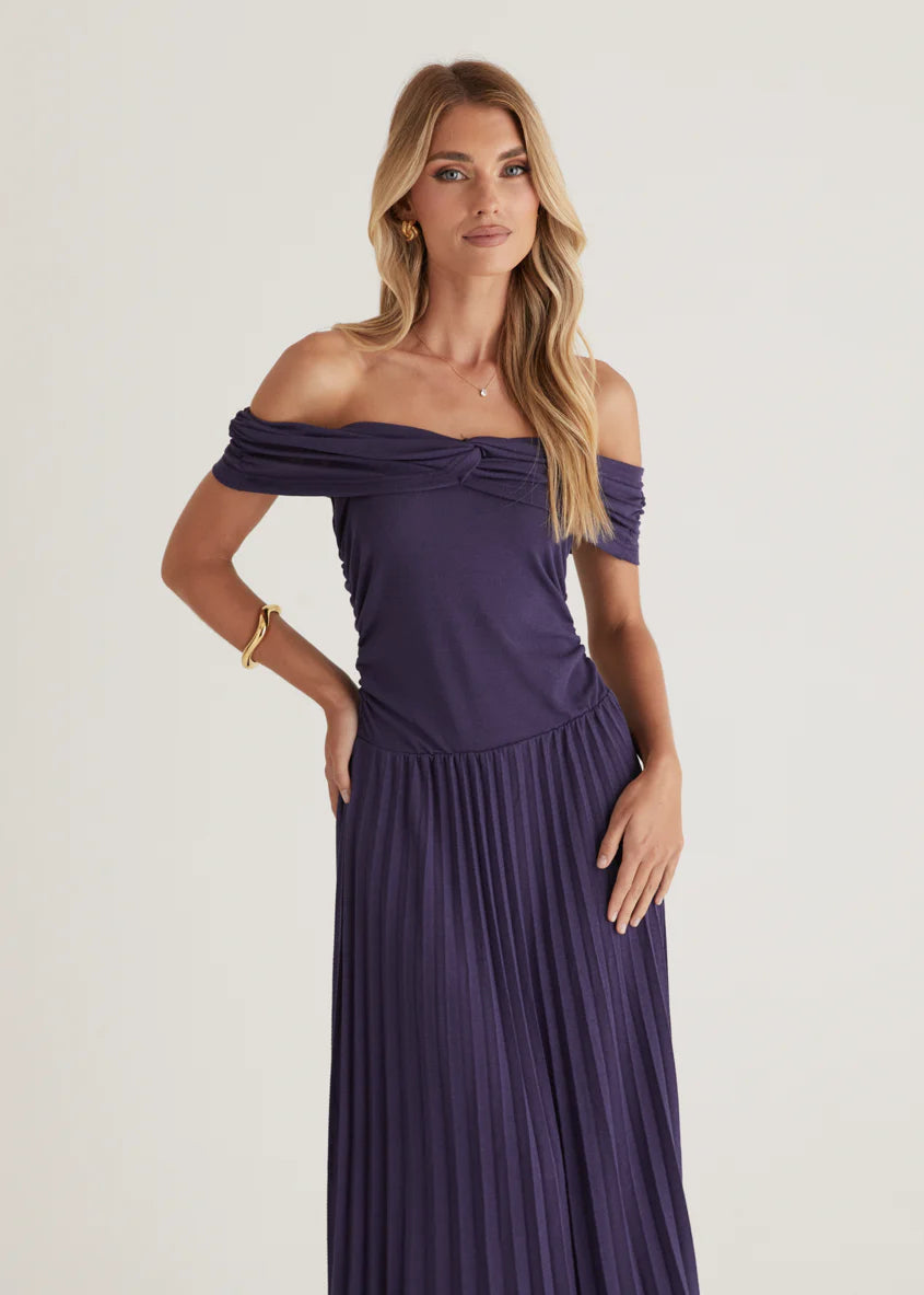Lottie Off Shoulder Maxi Dress - Navy