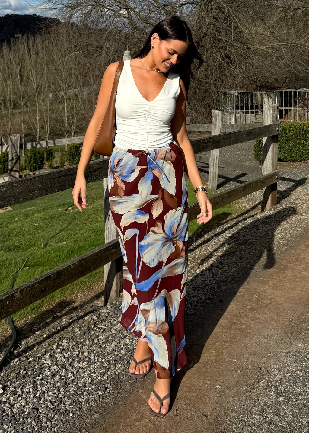 Skyla Maxi Skirt - Burgundy Anya