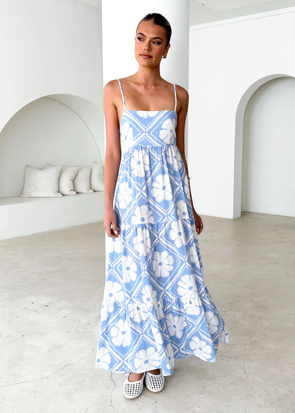 Noreen Maxi Dress - Blue Shibori