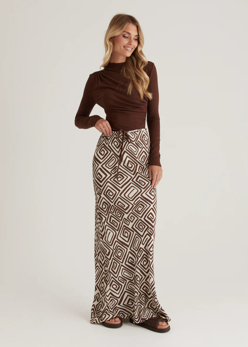Lella Maxi Skirt - Choc Cairo