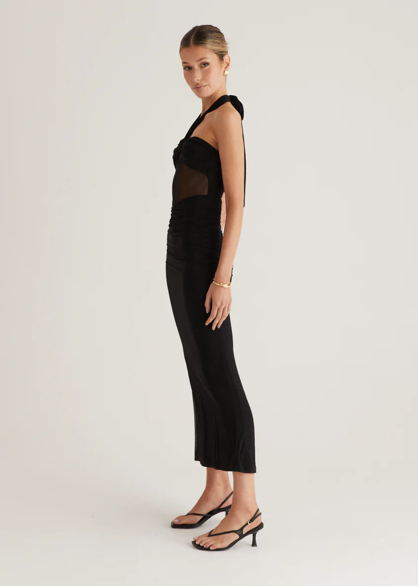 Marlo Mesh Maxi Dress - Black