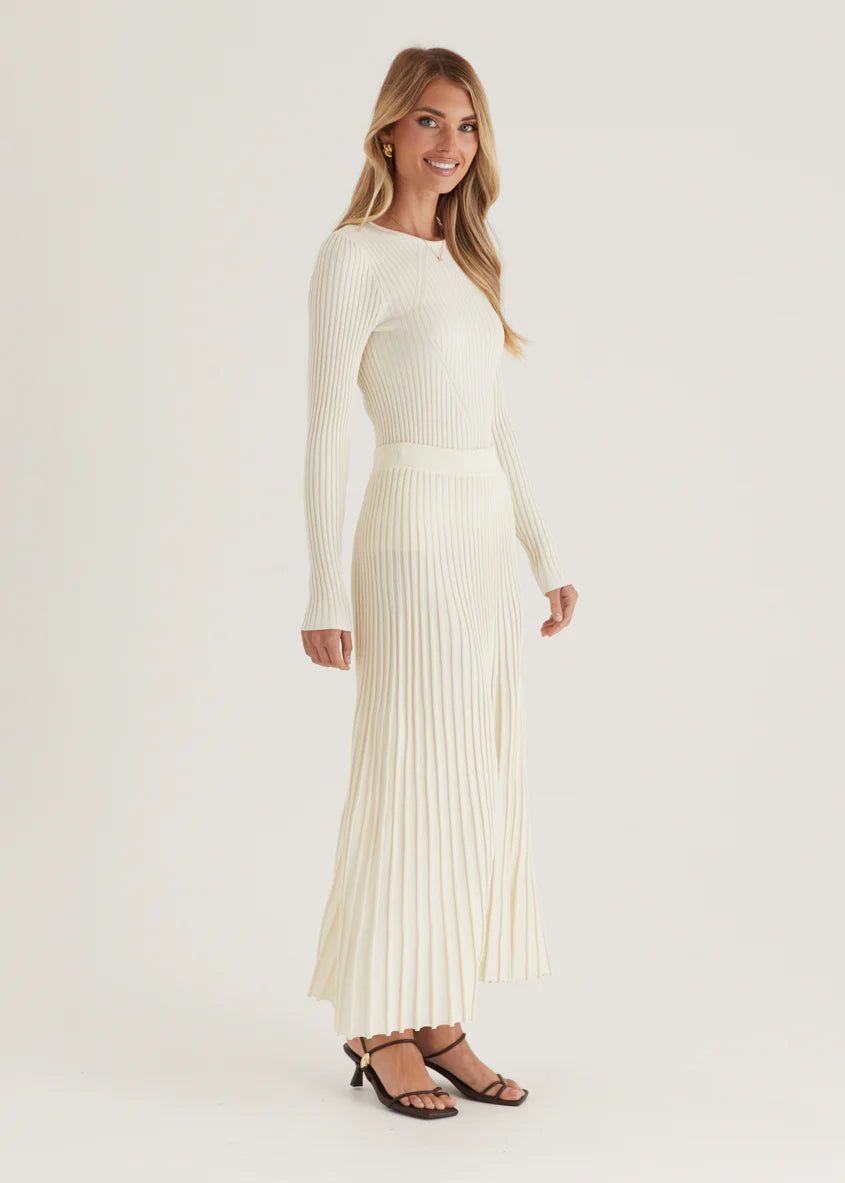 Skylee Knit Maxi Skirt - Cream