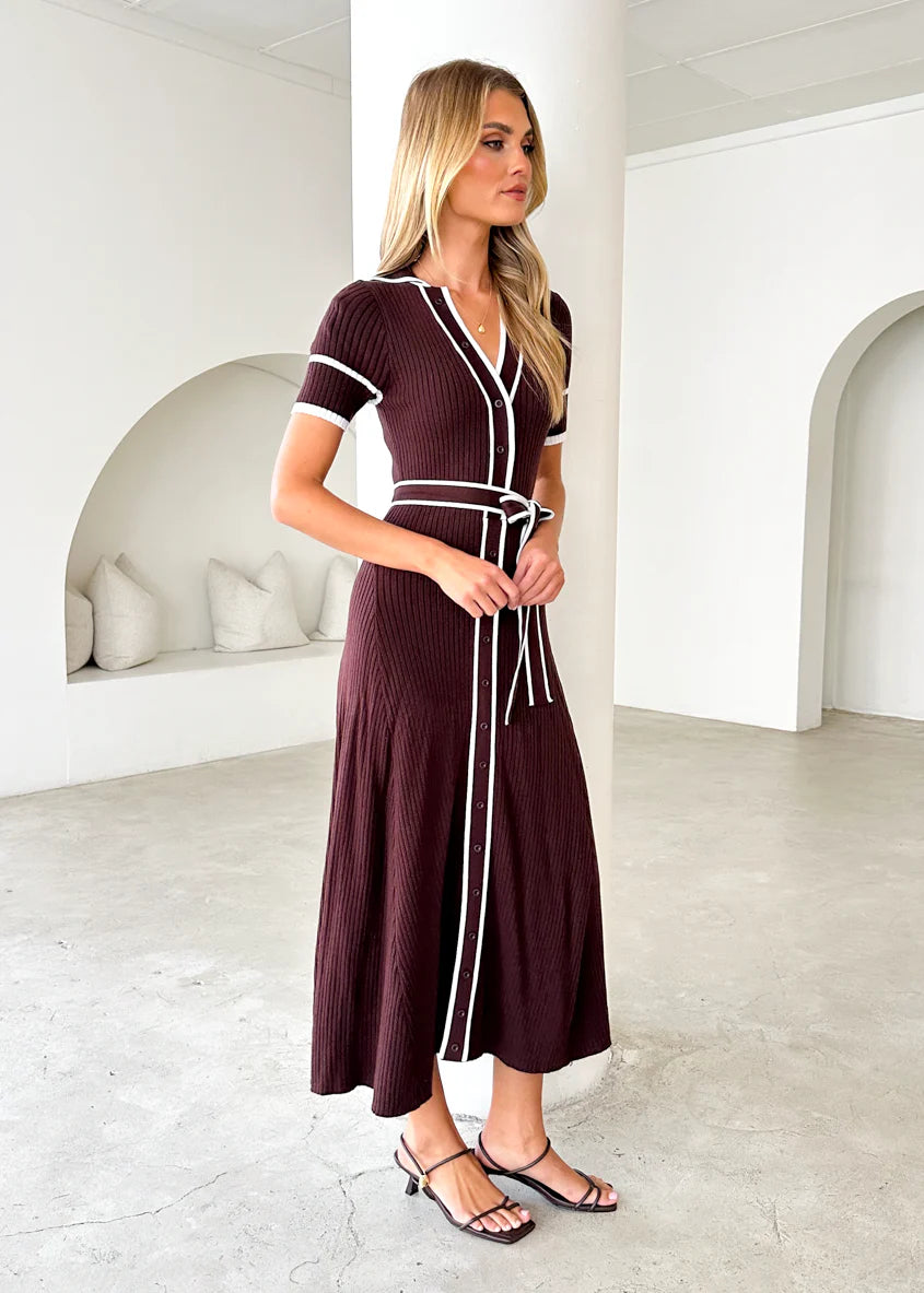 Jules Knit Midi Dress - Espresso