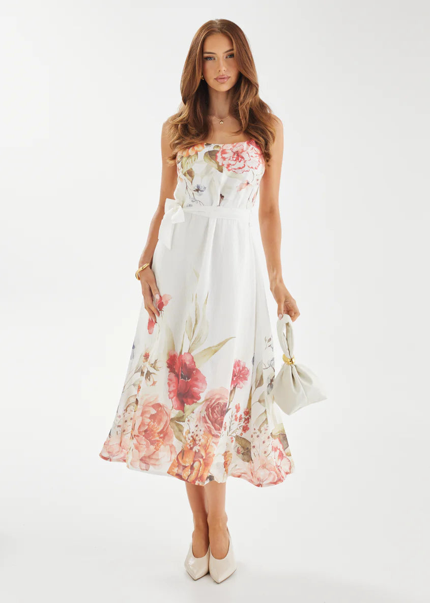 Andrea Midi Dress - White Garden
