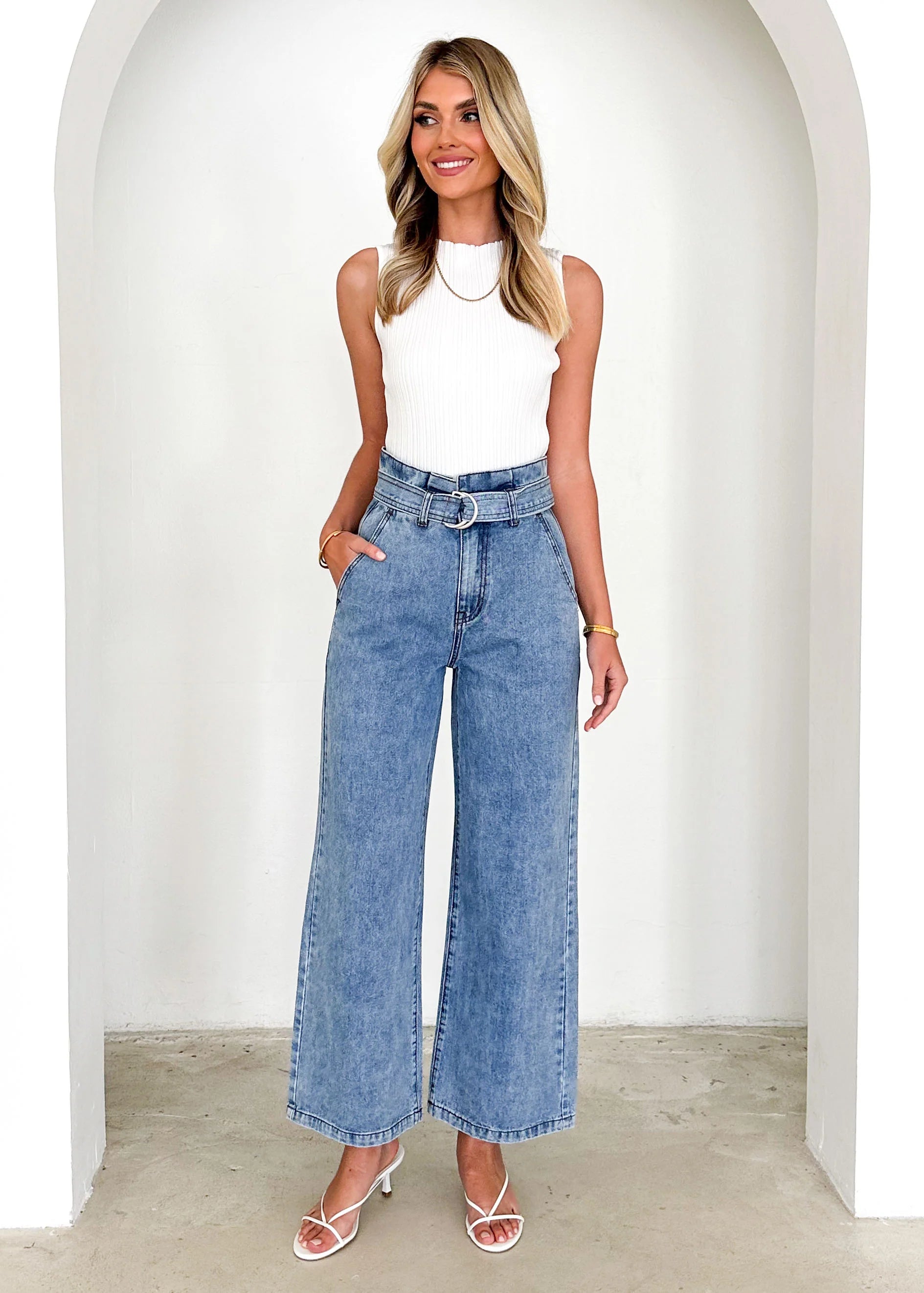 Gwen Paperbag Jeans - Blue