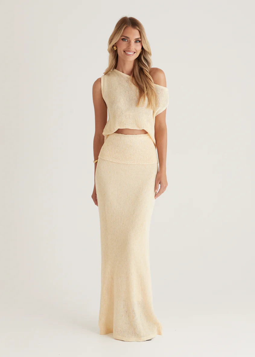 Zion Knit Maxi Skirt - Butter