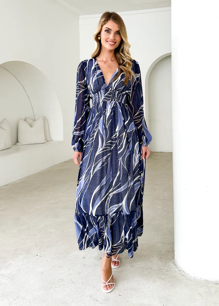 Skyline Maxi Dress - Navy Swirl