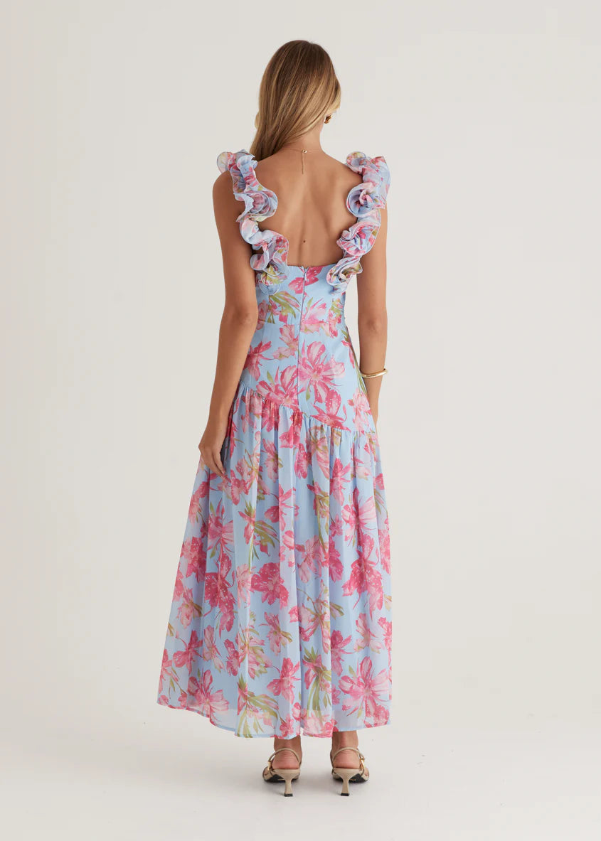 Lucine Maxi Dress - Blue Floral