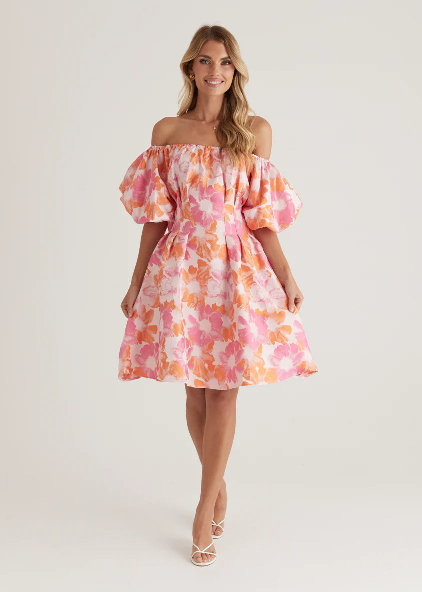 Xena Off Shoulder Dress - Sunset Floral