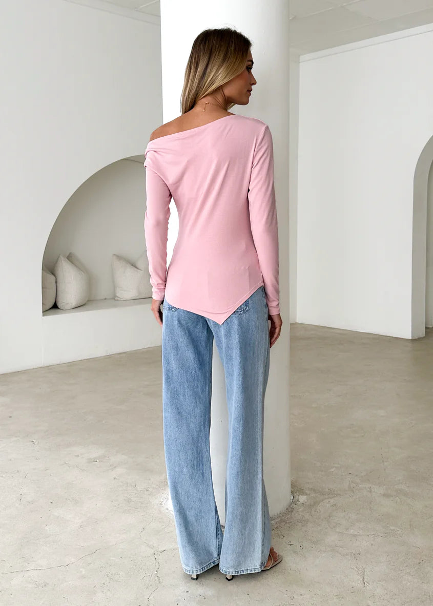 Alba Drop Shoulder Top - Pink