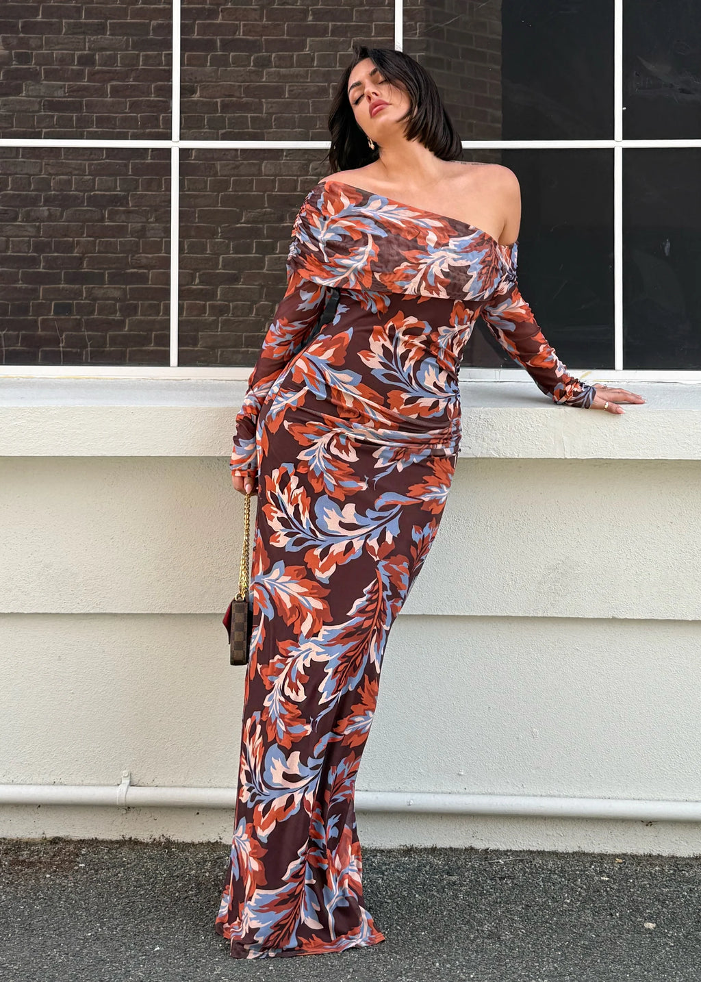 Nix Off Shoulder Maxi Dress - Autumn Leaf