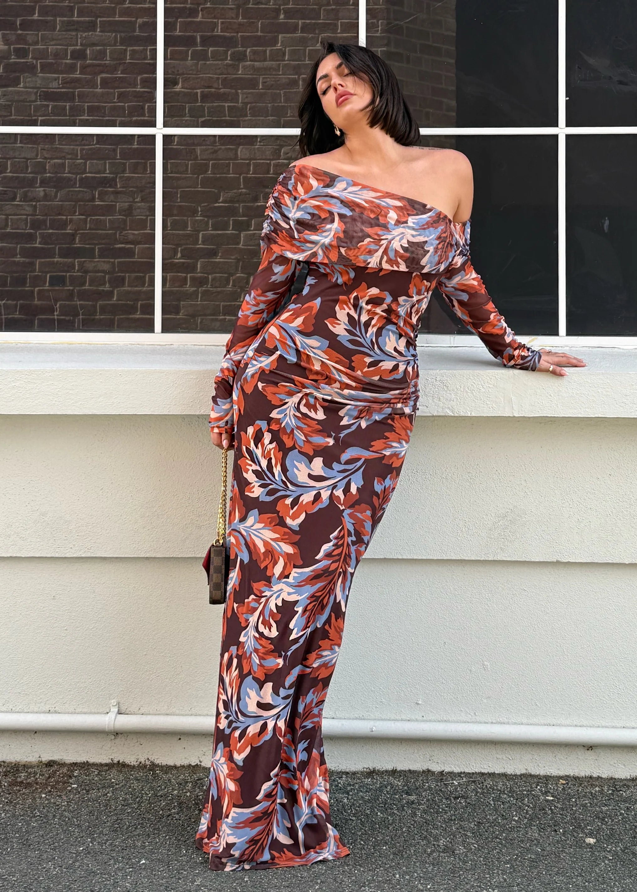 Nix Off Shoulder Maxi Dress - Autumn Leaf