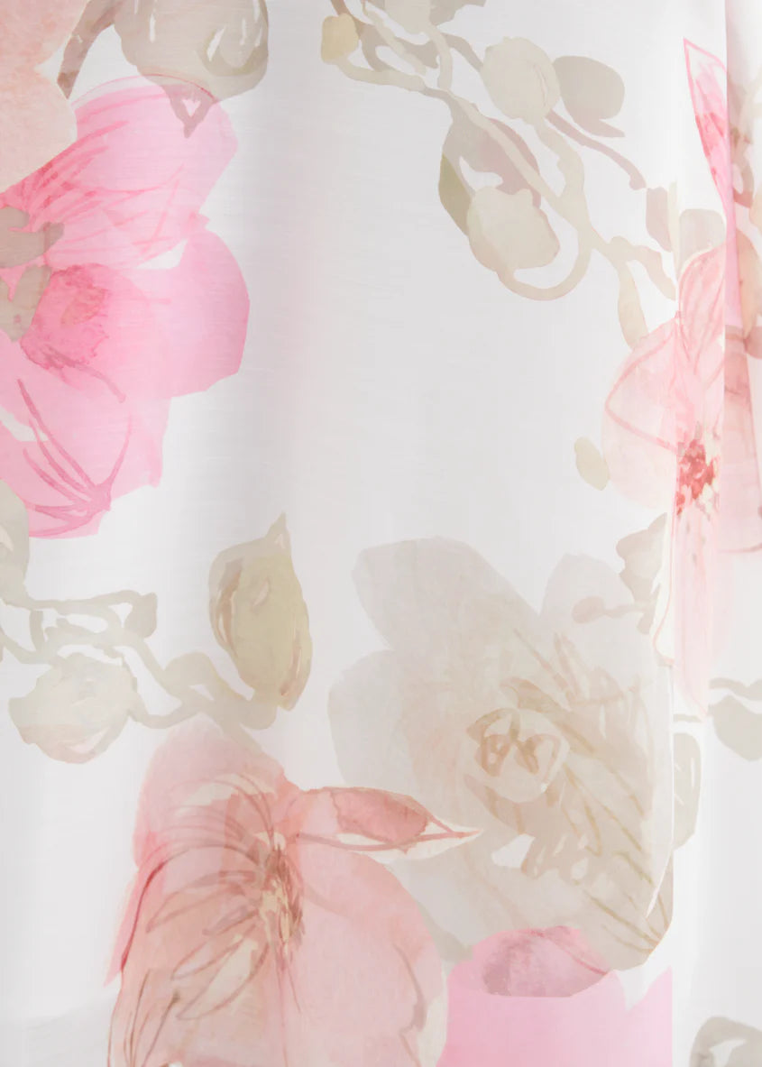 Jacqui Drop Shoulder Midi Dress - Pink Floral