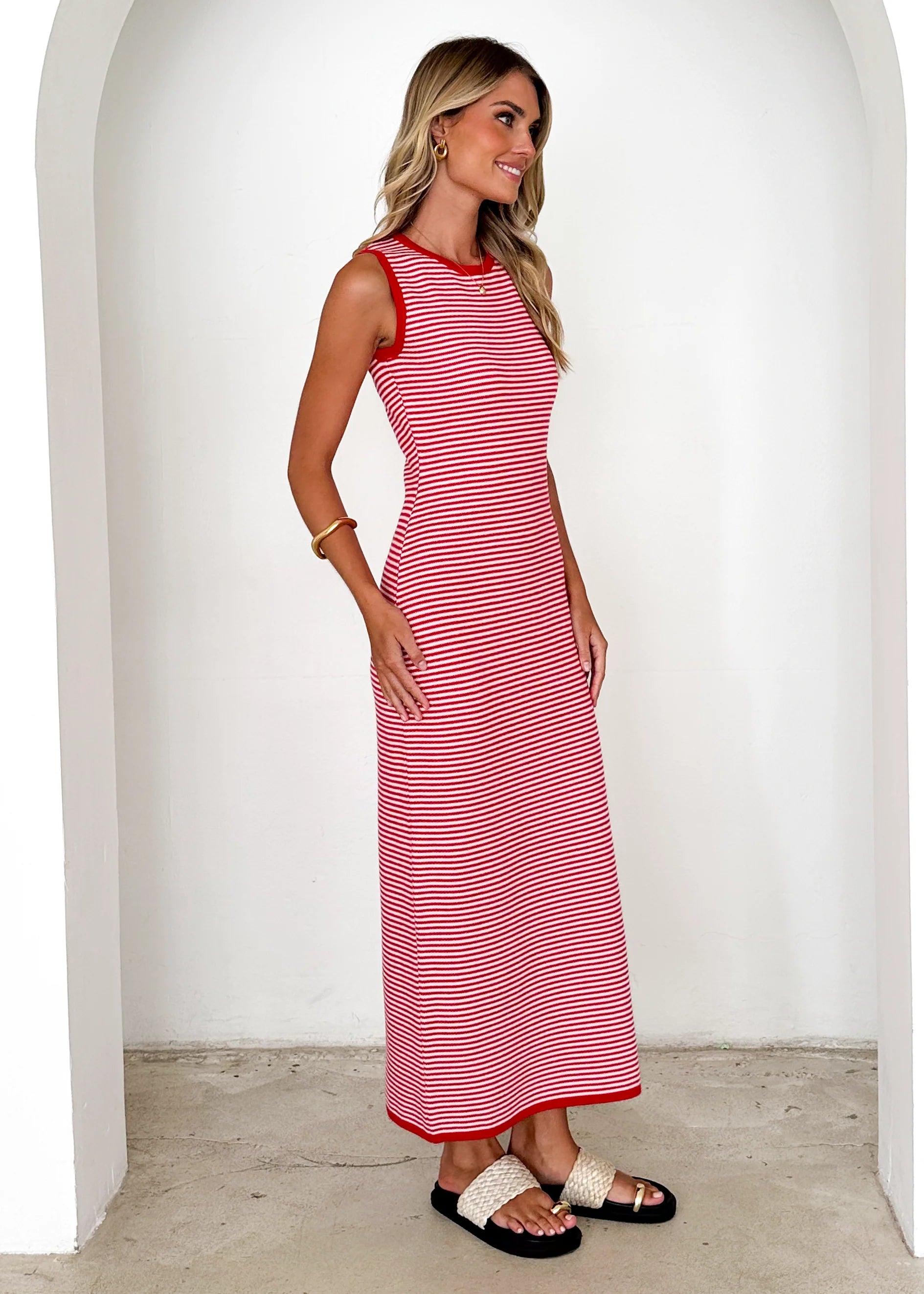 Elerey Knit Maxi Dress - Red Stripe