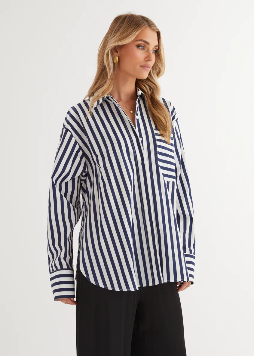 Lola Shirt - Navy Stripe