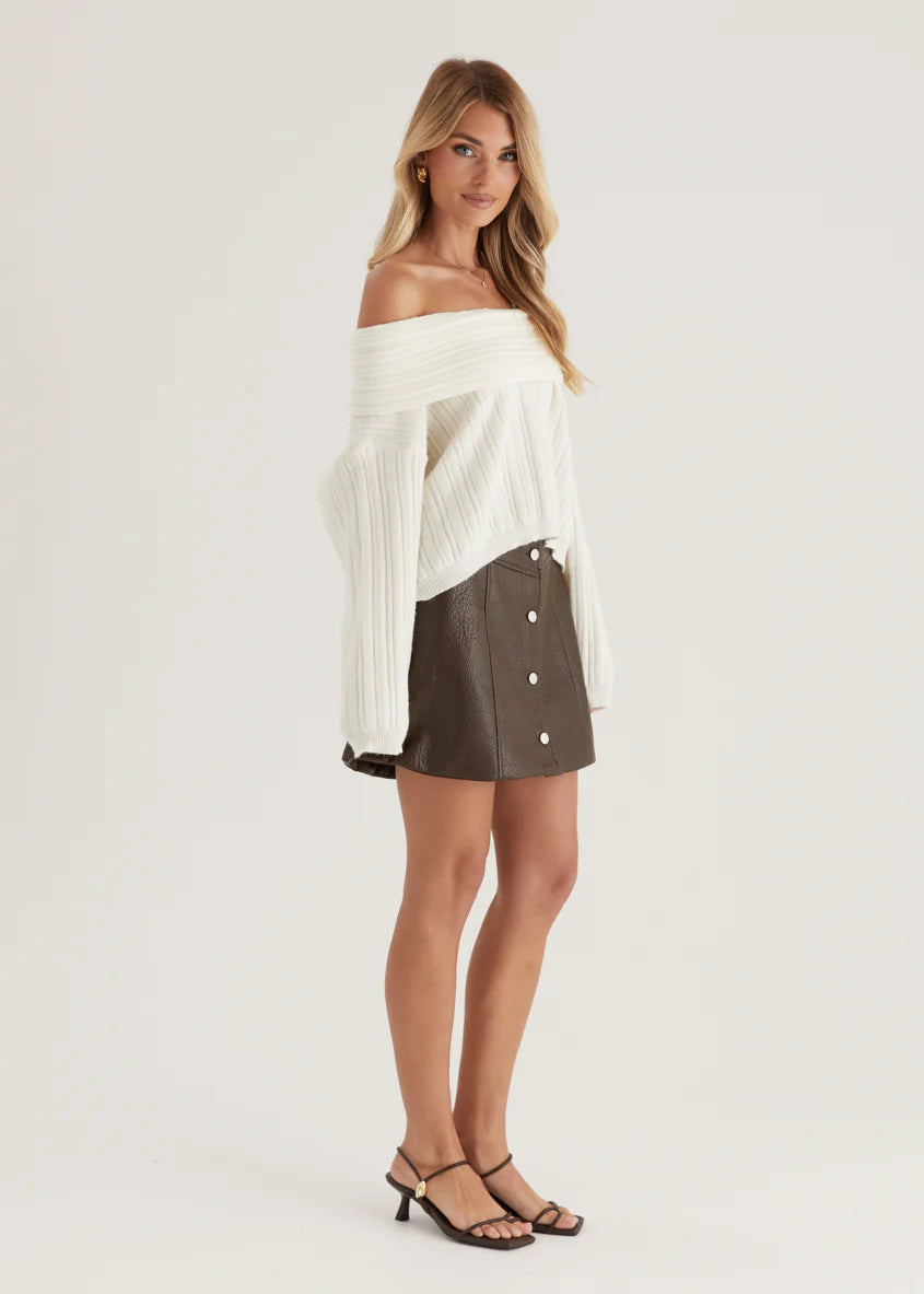 Shiloh Off Shoulder Sweater - Off White