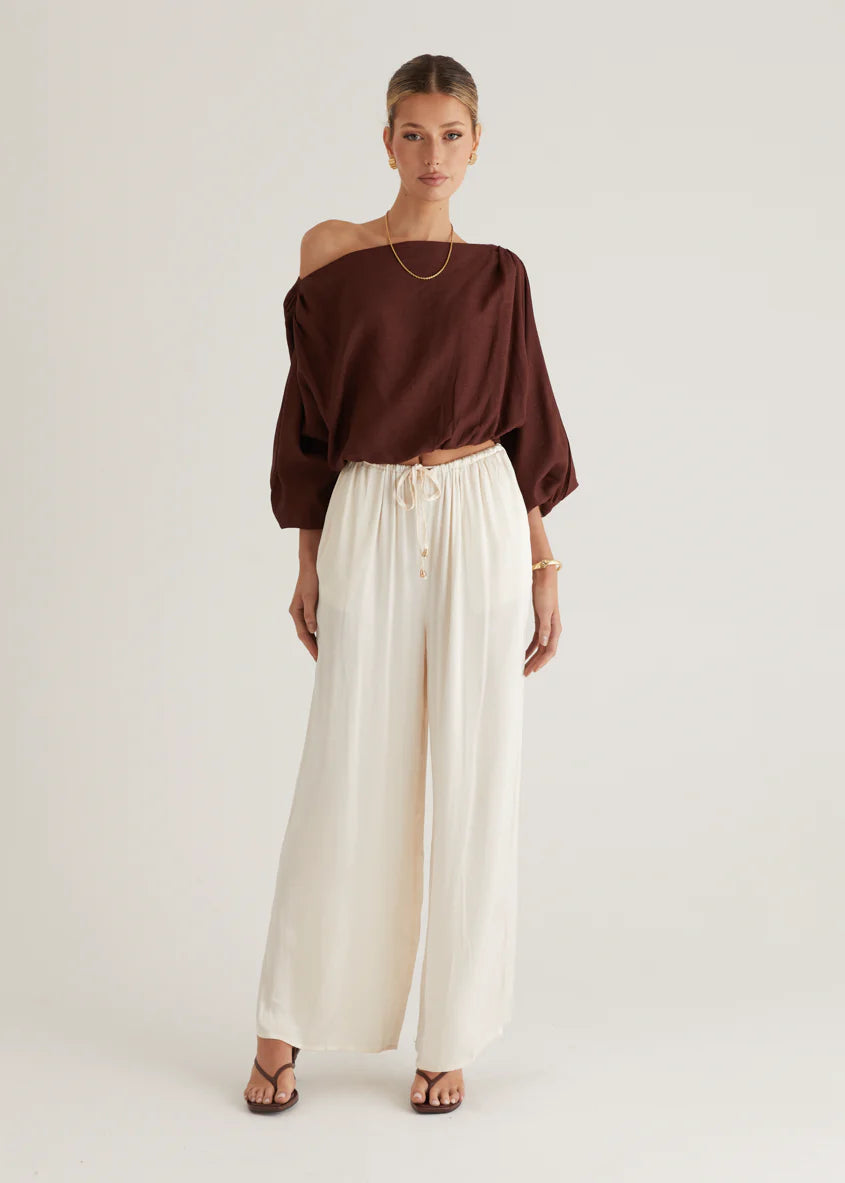 Marlowe Drop Shoulder Top - Chocolate