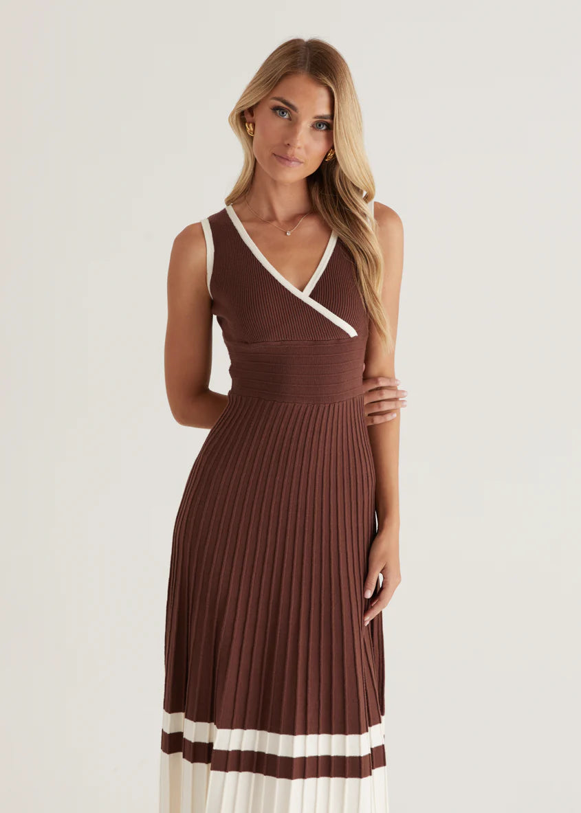 Radiate Knit Midi Dress - Chocolate