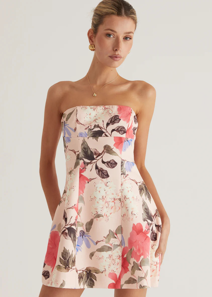 Scarlett Strapless Dress - Blush Floral