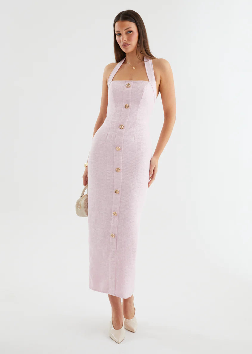 Marina Halter Maxi Dress - Baby Pink