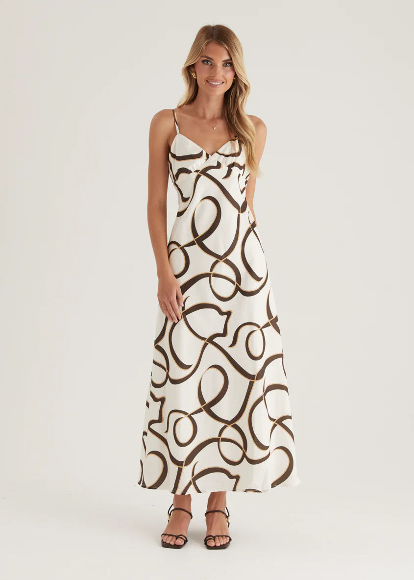 Carla Maxi Dress - Brown Swirl