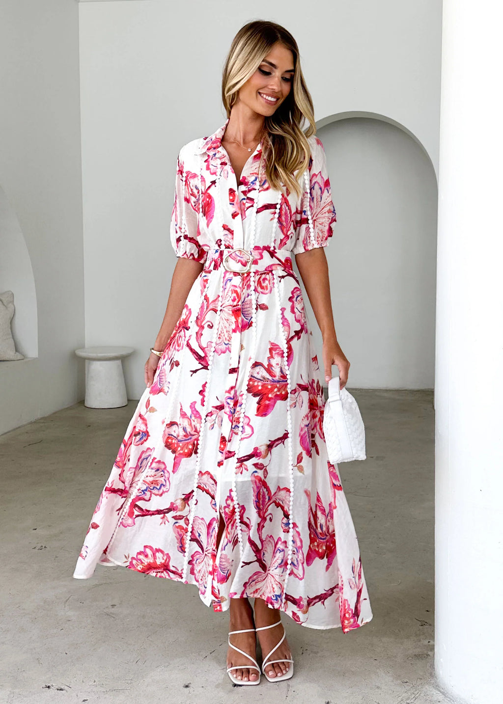 Mannia Maxi Dress - Red Floral