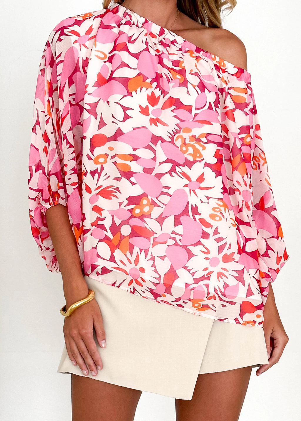 Bexley Off Shoulder Top - Rio Pink