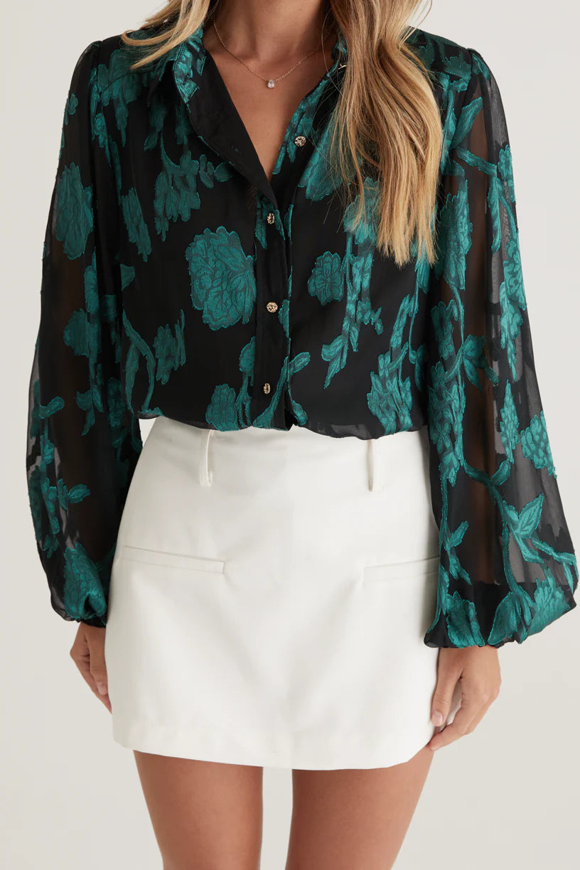 Avril Shirt - Emerald Floral