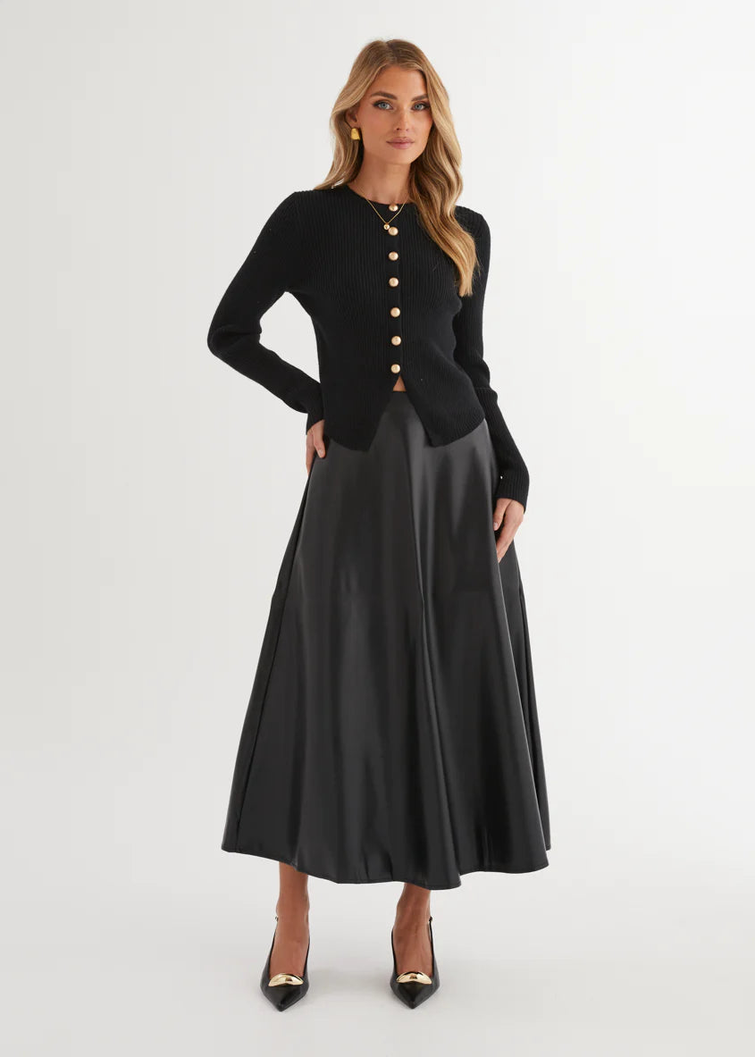 Coltrane PU Midi Skirt - Black