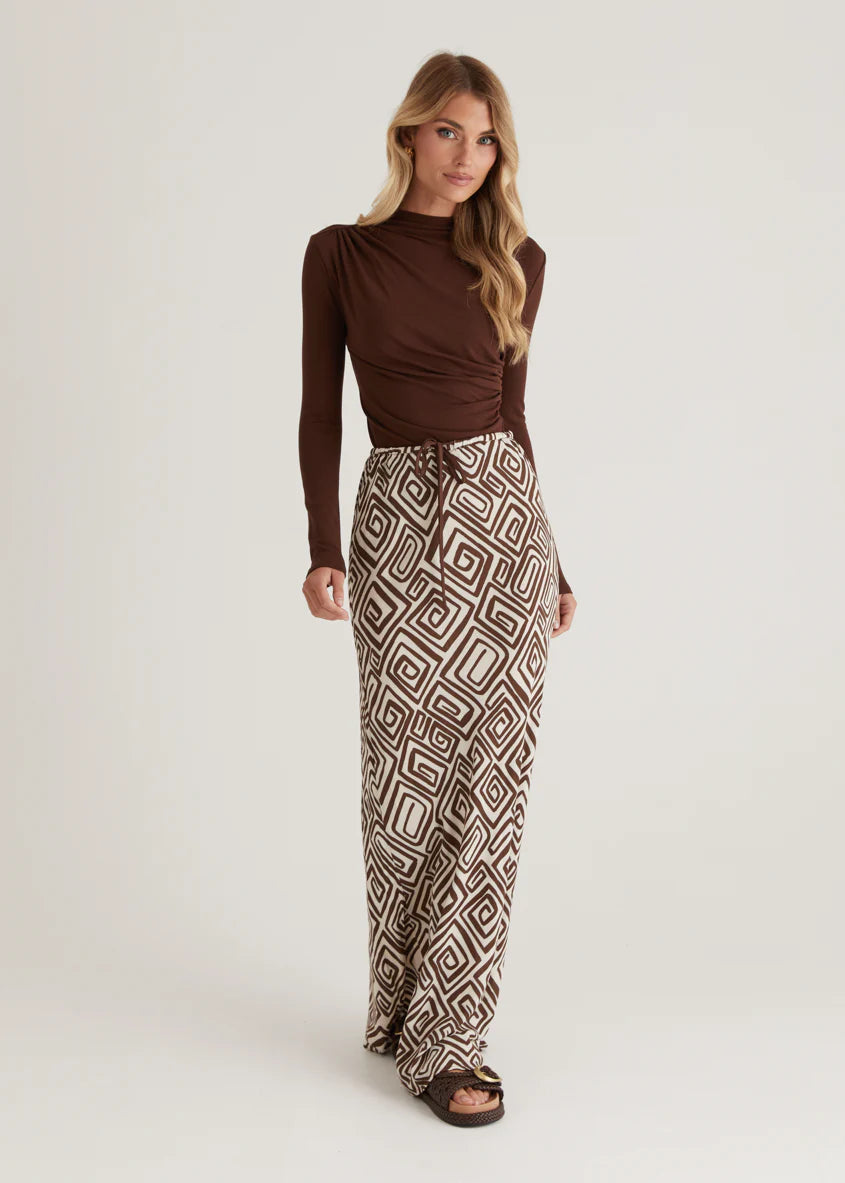 Lella Maxi Skirt - Choc Cairo