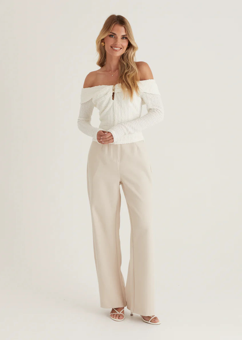 Imcroe Off Shoulder Top - Off White